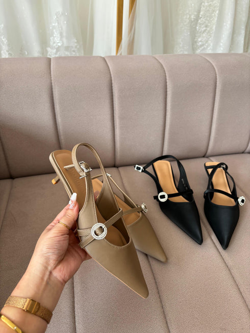Women Slid On Kitten Heels